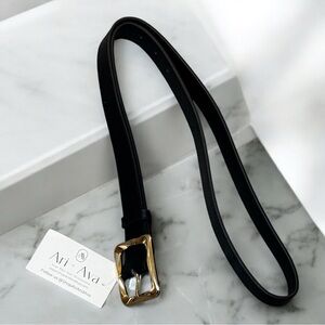 Ari+Viv Black Belt with Elegant Gold Buckle